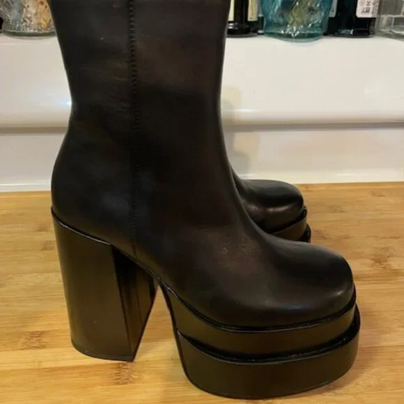 Retro 1970s Cobra Leather Platform Boots - Picture 7 of 16